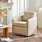 Claude Linen Swivel Cane Chair