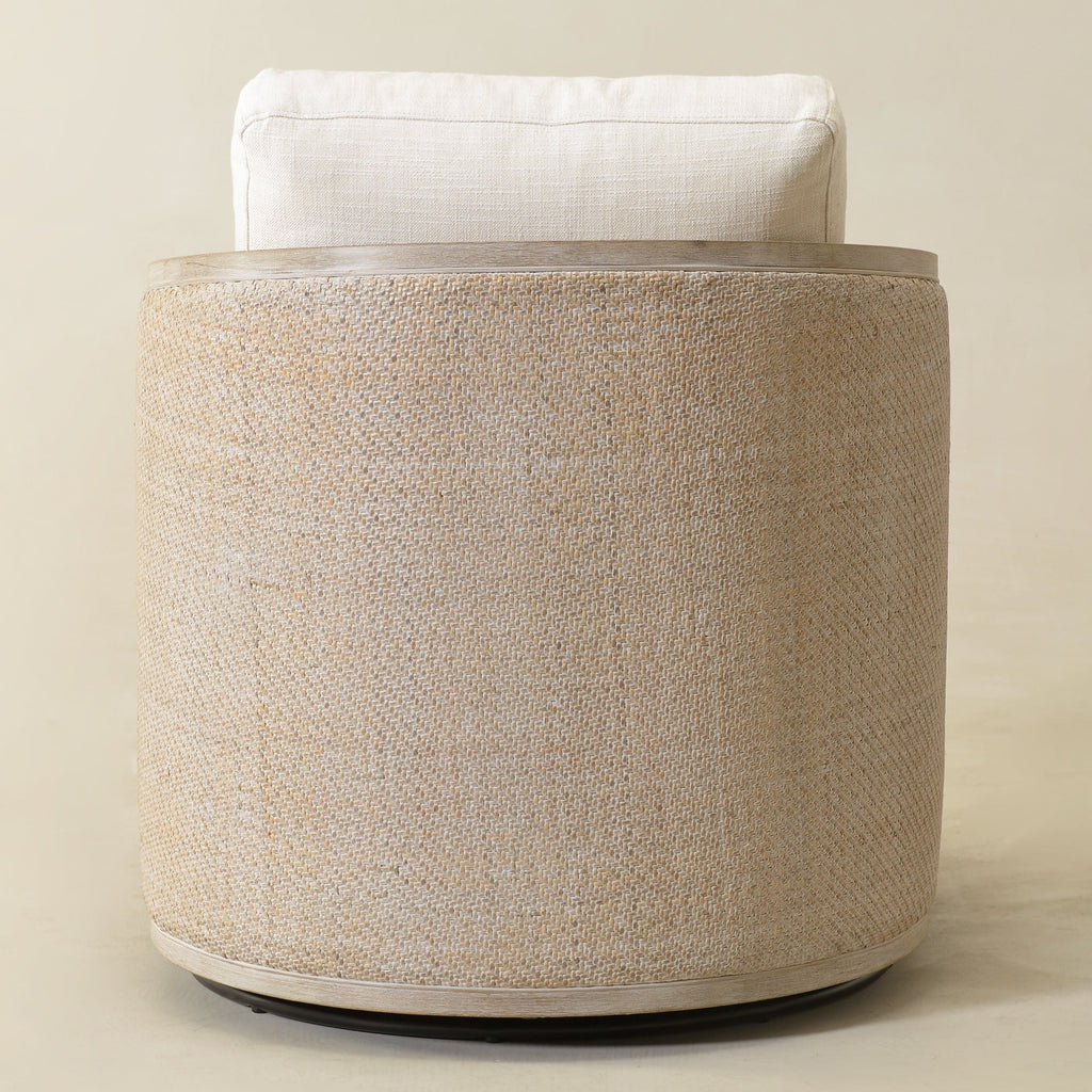 Claude Linen Swivel Cane Chair