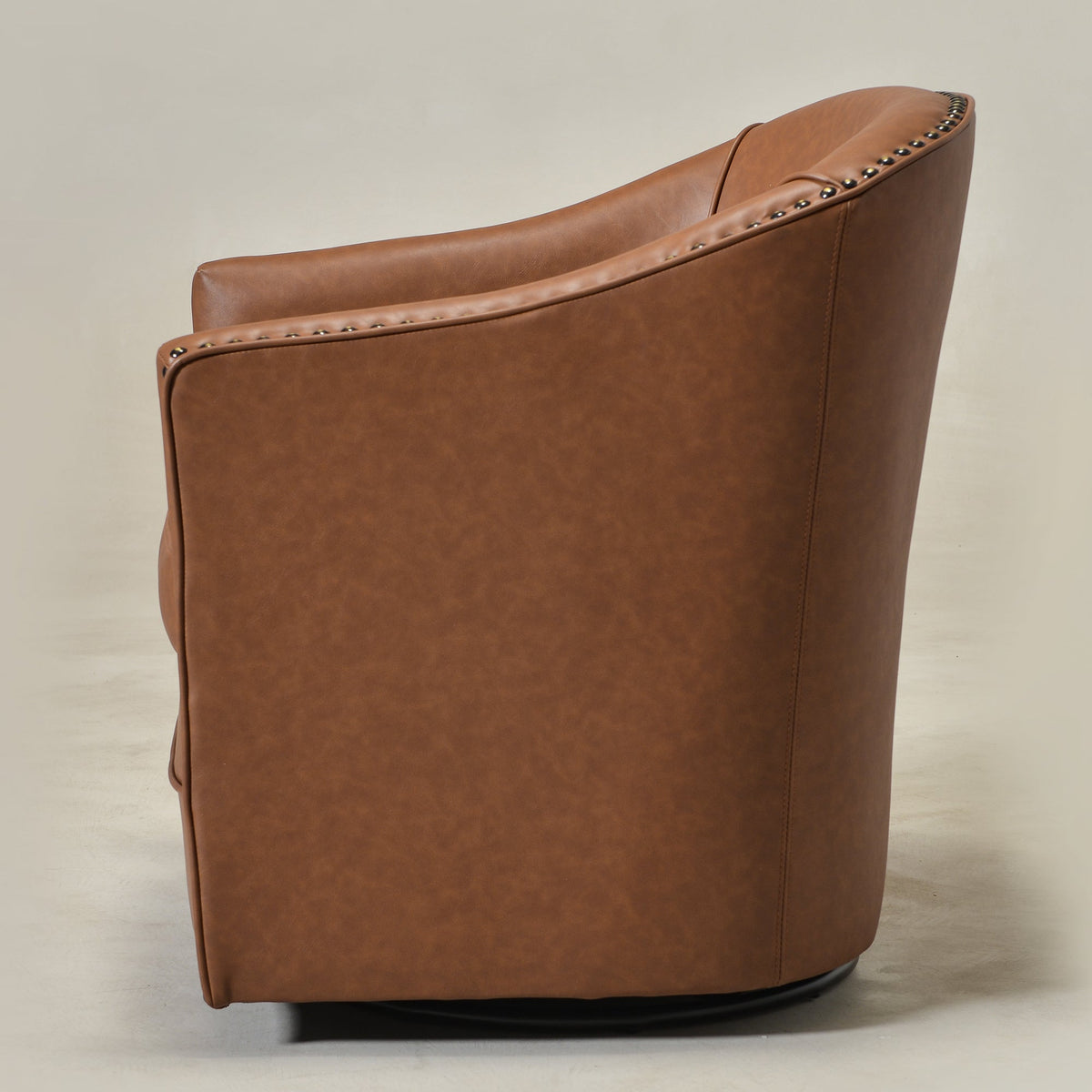 Lawton Faux Leather Tufted Swivel Barrel Chair