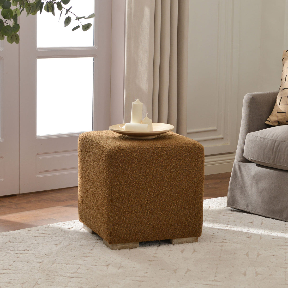 Ida Bouclé Square Ottoman