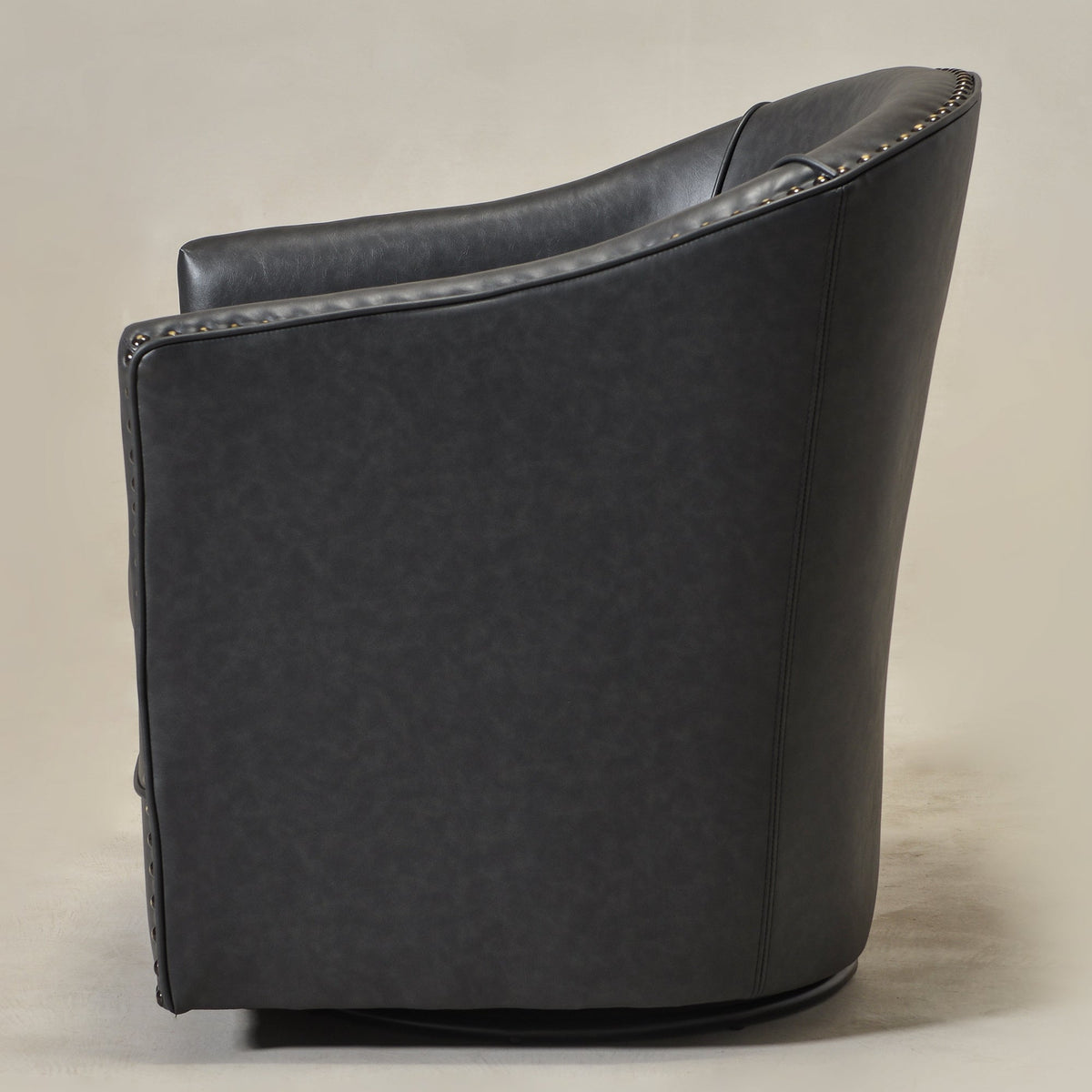 Lawton Faux Leather Tufted Swivel Barrel Chair