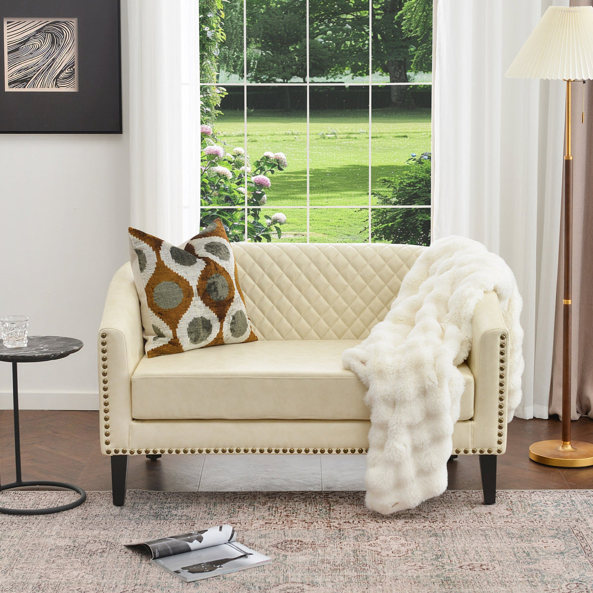 Logan Faux Leather Tufted Loveseat