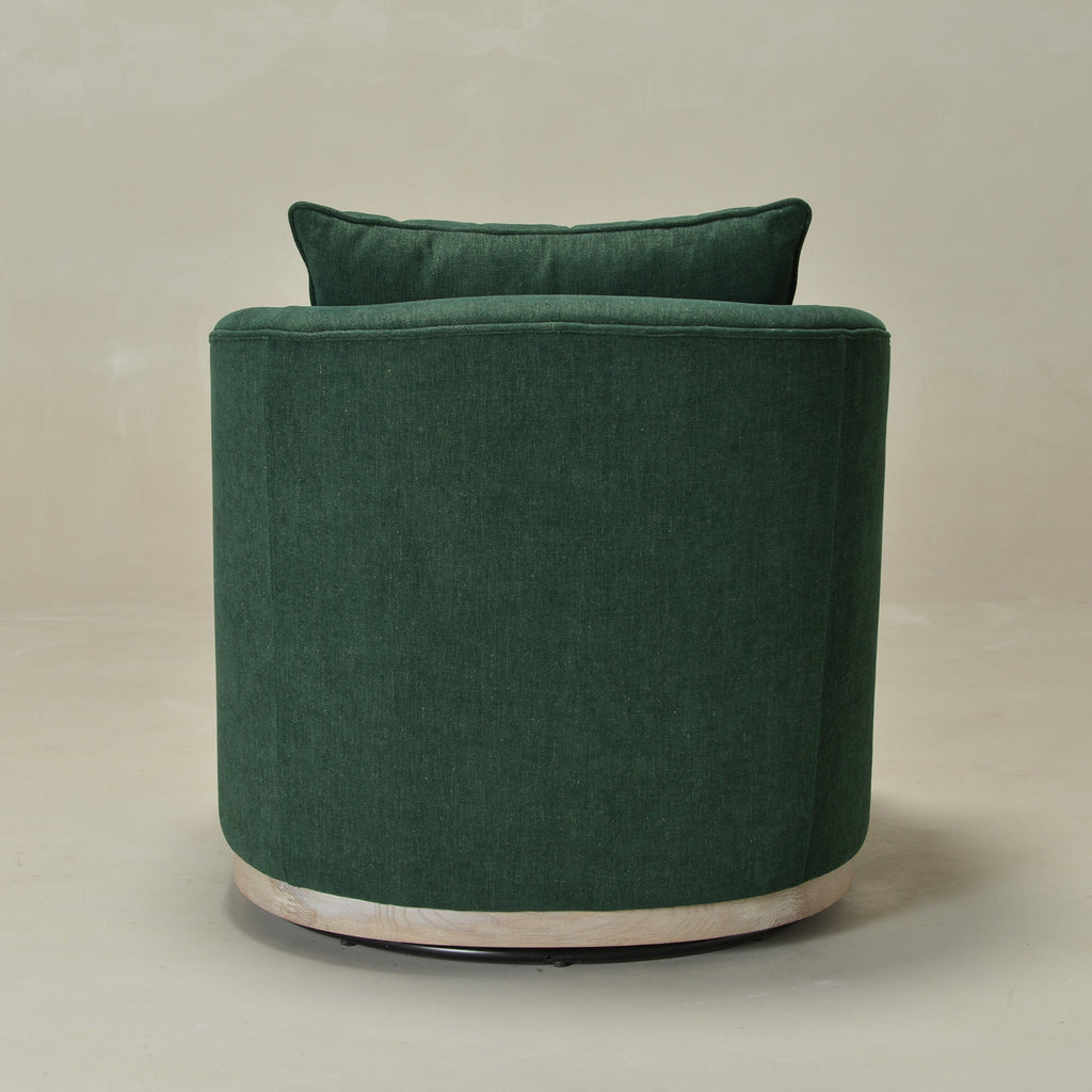 Minerva Linen Swivel Barrel Chair