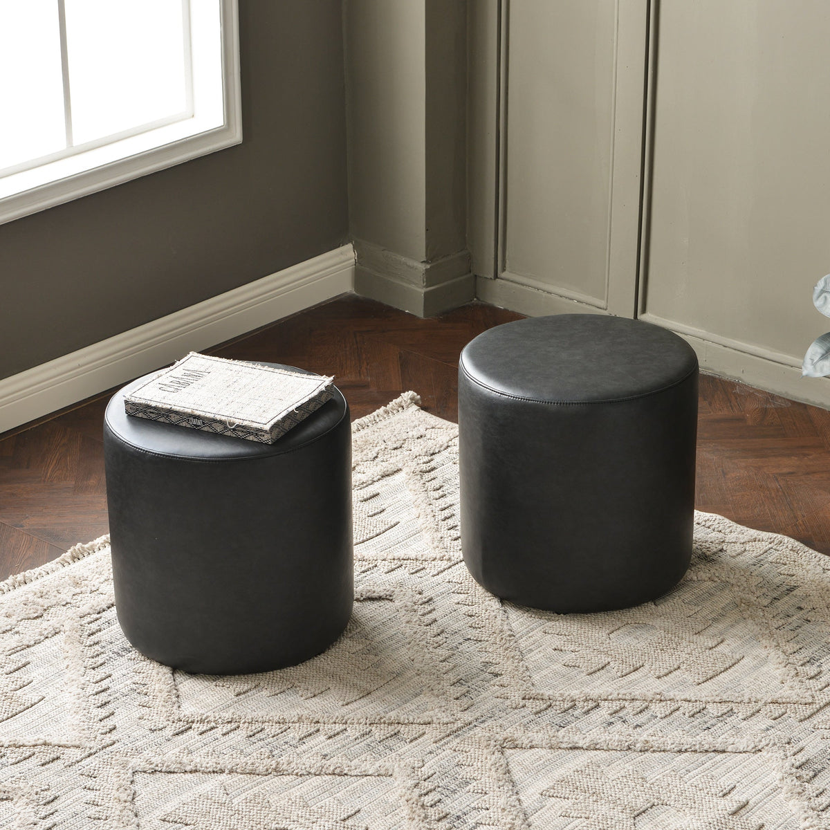 Elof Faux Leather Ottoman