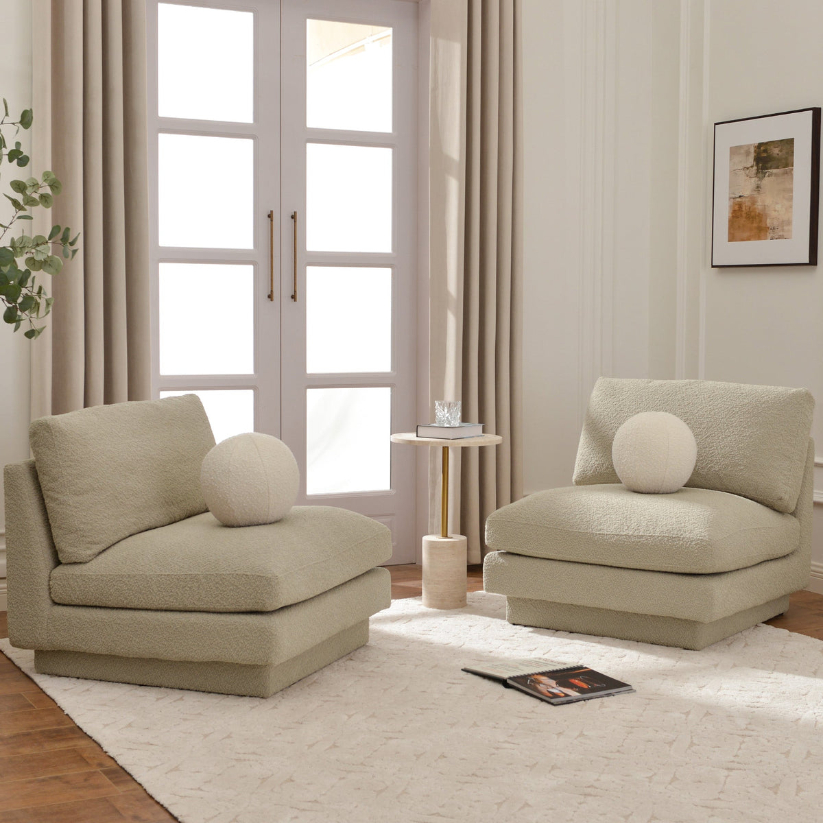 Montyne Bouclé Armless Chair