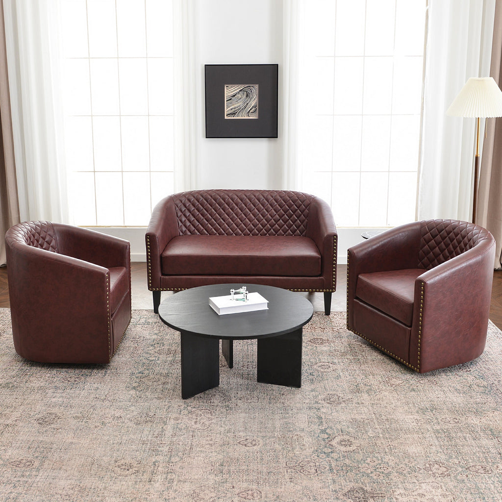 Logan Faux Leather Tufted Loveseat