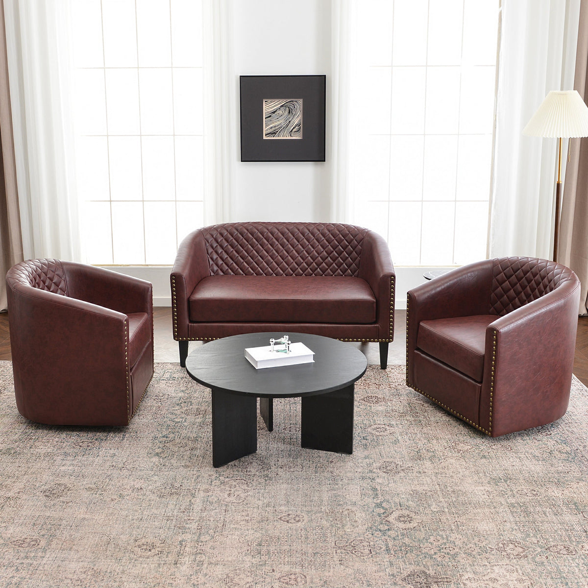 Logan Faux Leather Tufted Loveseat