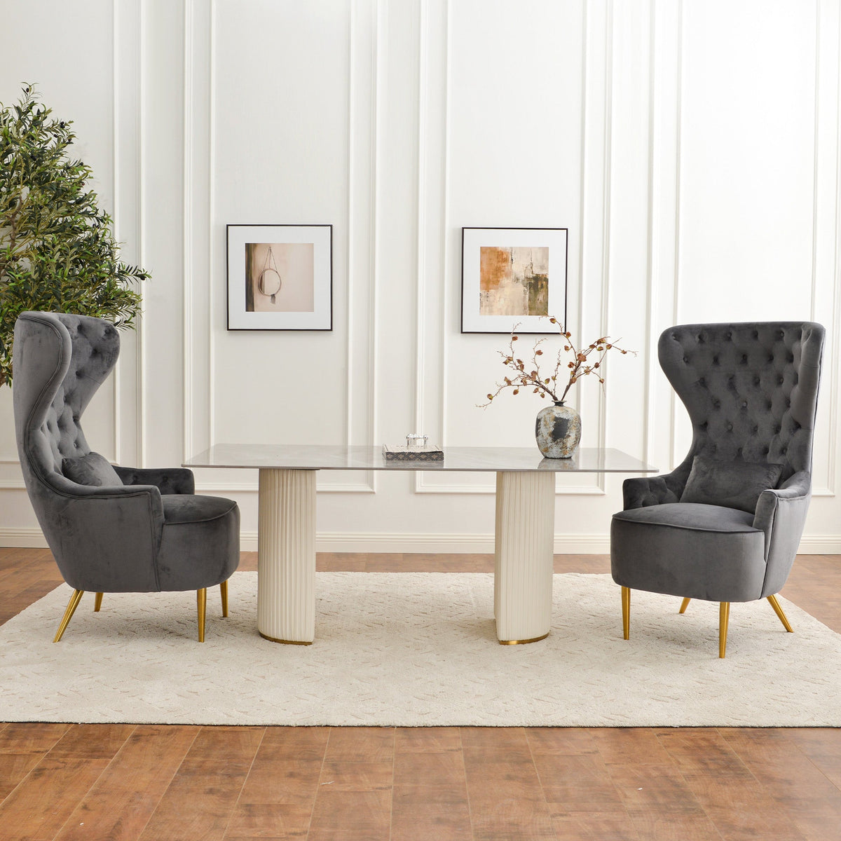 Letitia Velvet Wingback Accent Chair