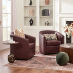 Logan Faux Leather Tufted Swivel Club Chair