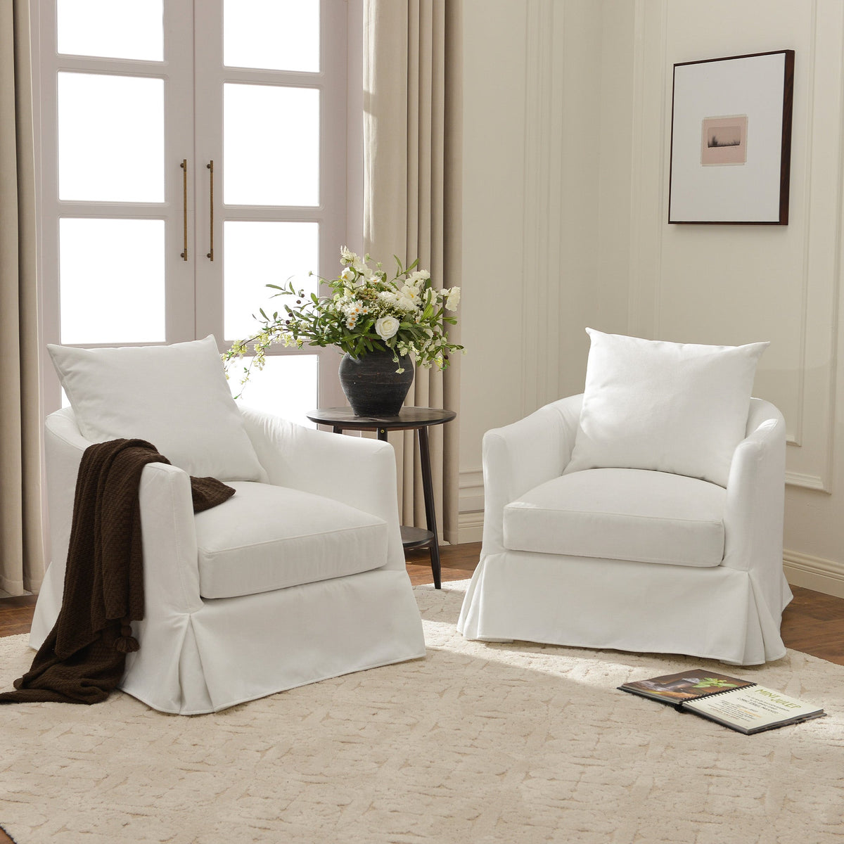 Eliza Slipcover Swivel Barrel Chair