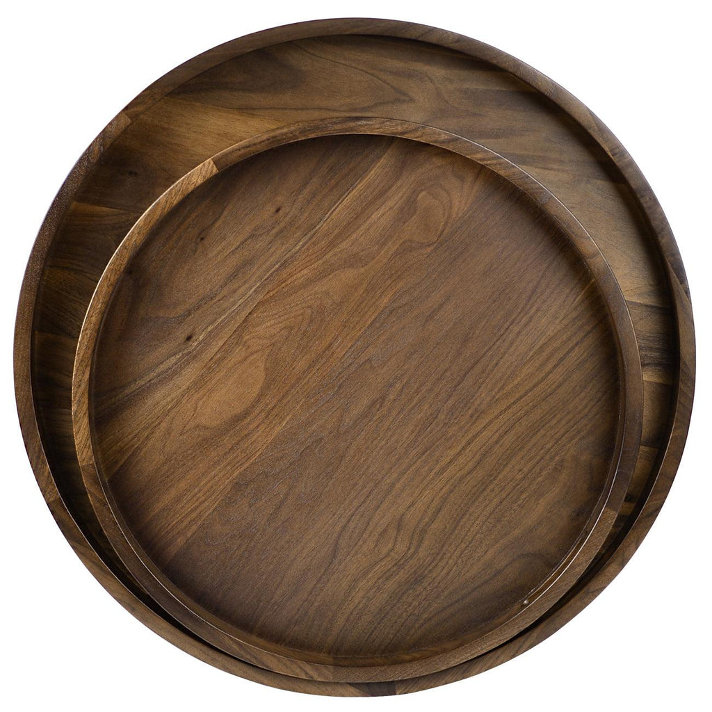 Teratect Round Black Walnut Serving Tray