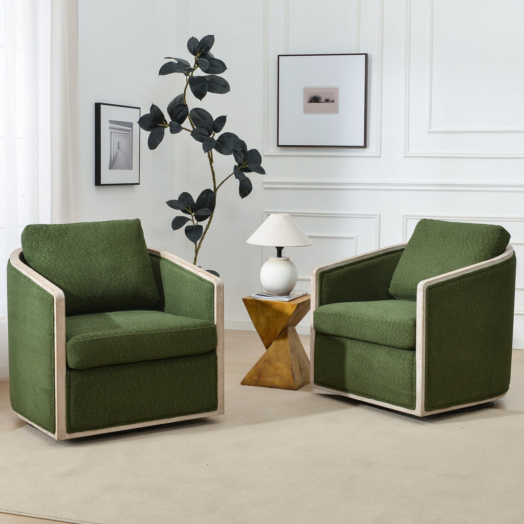 Claude Bouclé Swivel Barrel Chair