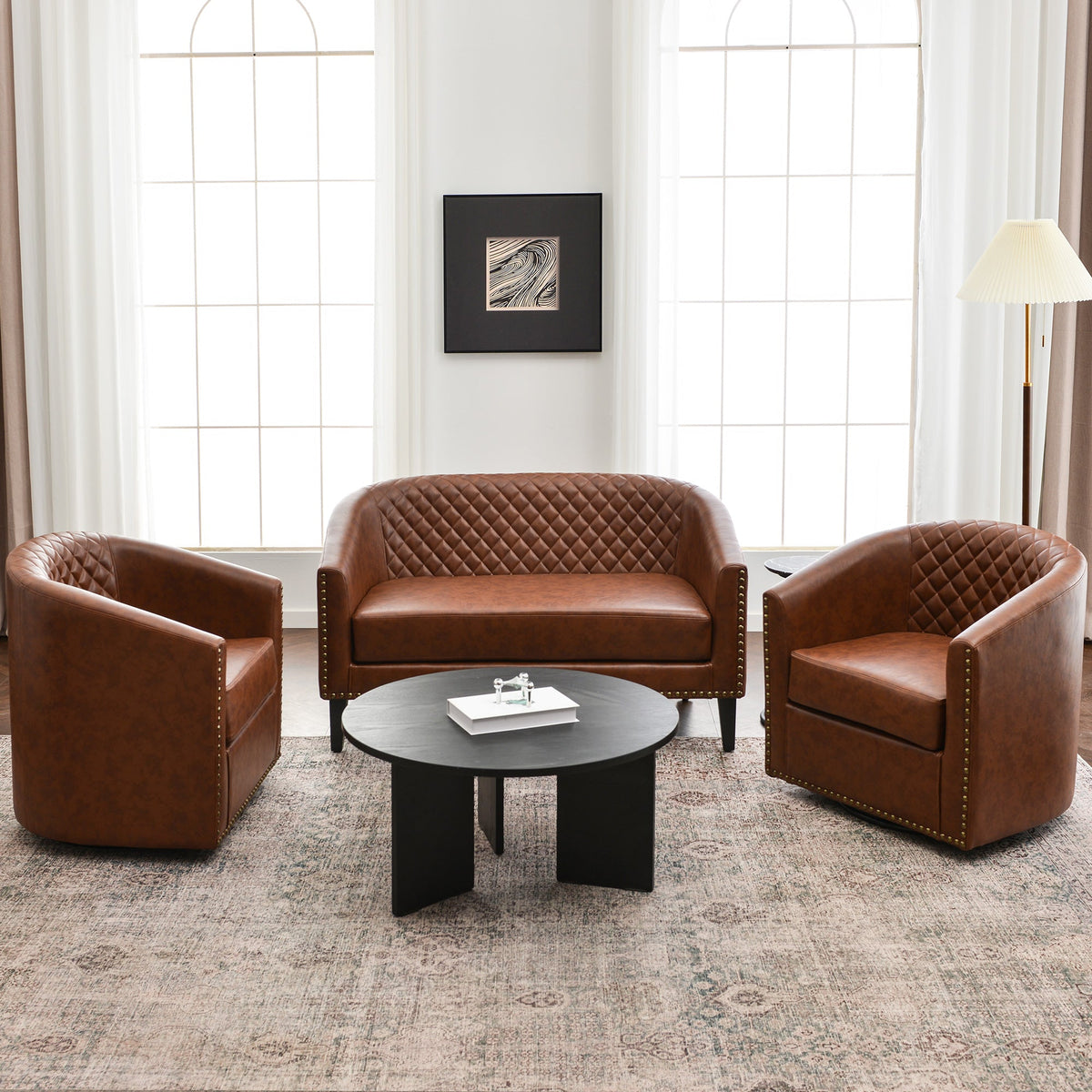 Logan Faux Leather Tufted Loveseat