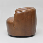Ashlie Leather Swivel Barrel Chair