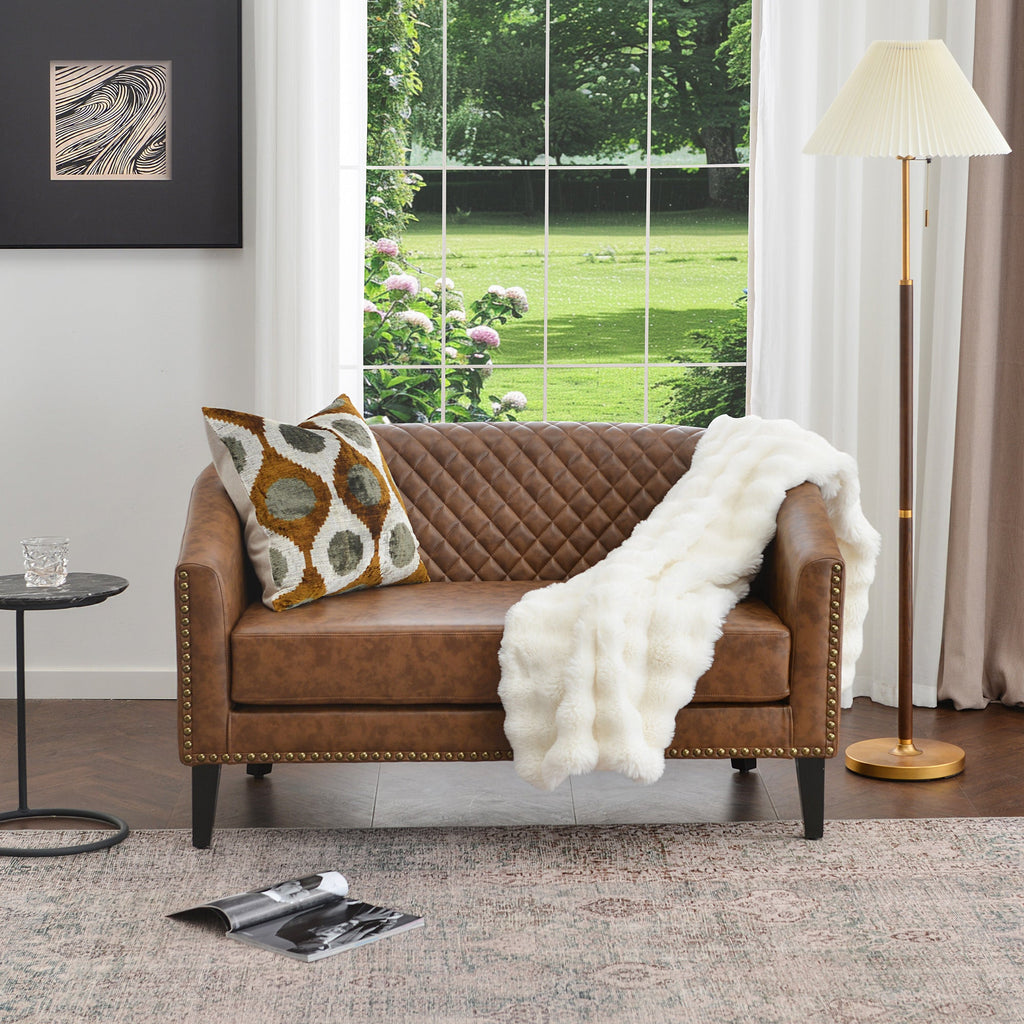Logan Faux Leather Tufted Loveseat