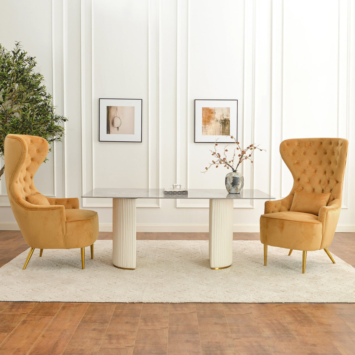 Letitia Velvet Wingback Accent Chair