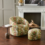 Teratect Exclusive | Susie Botanical Jacquard Swivel Barrel Chair