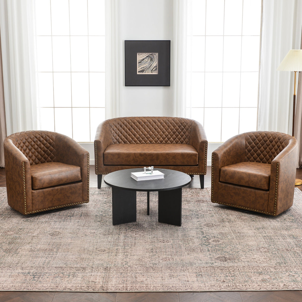 Logan Faux Leather Tufted Loveseat