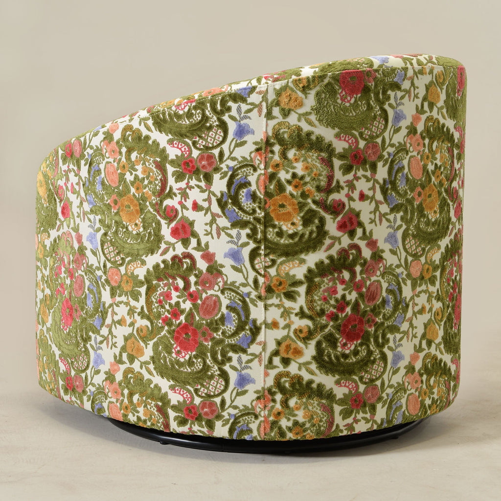 Teratect Exclusive | Susie Botanical Jacquard Swivel Barrel Chair