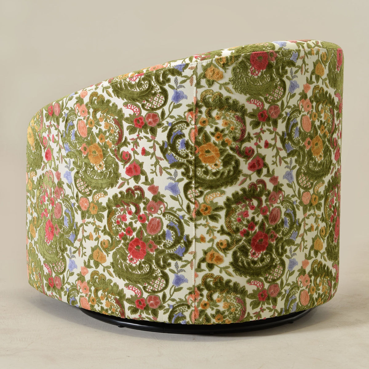 Teratect Exclusive | Susie Botanical Jacquard Swivel Barrel Chair