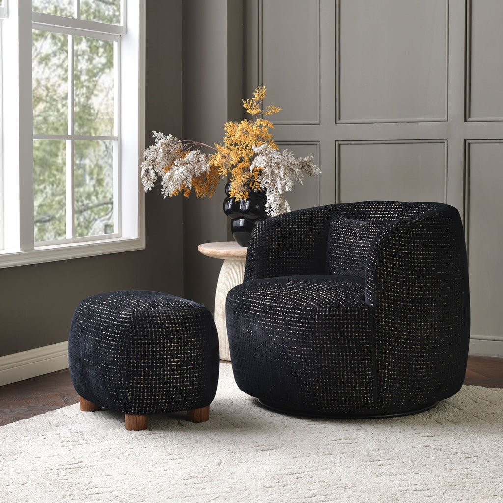 Teratect Exclusive | Ashlie Sculpted Jacquard Swivel Barrel Chair