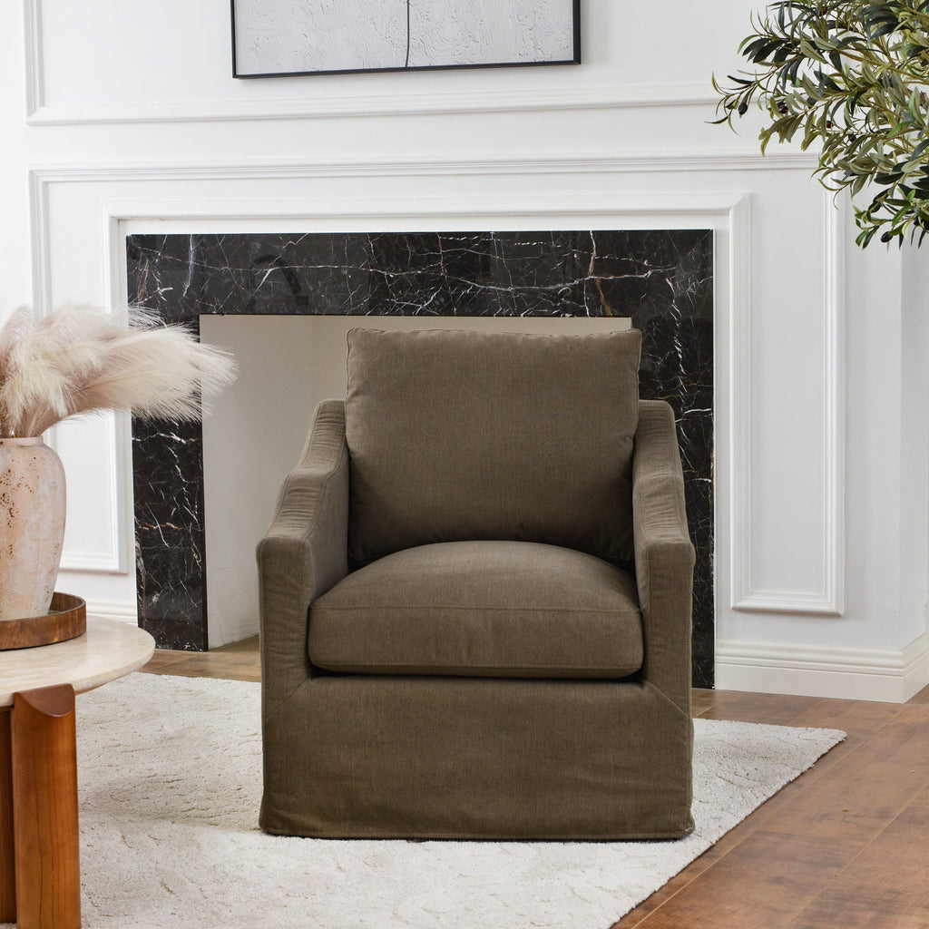 Charles Slipcover Swivel Barrel Chair