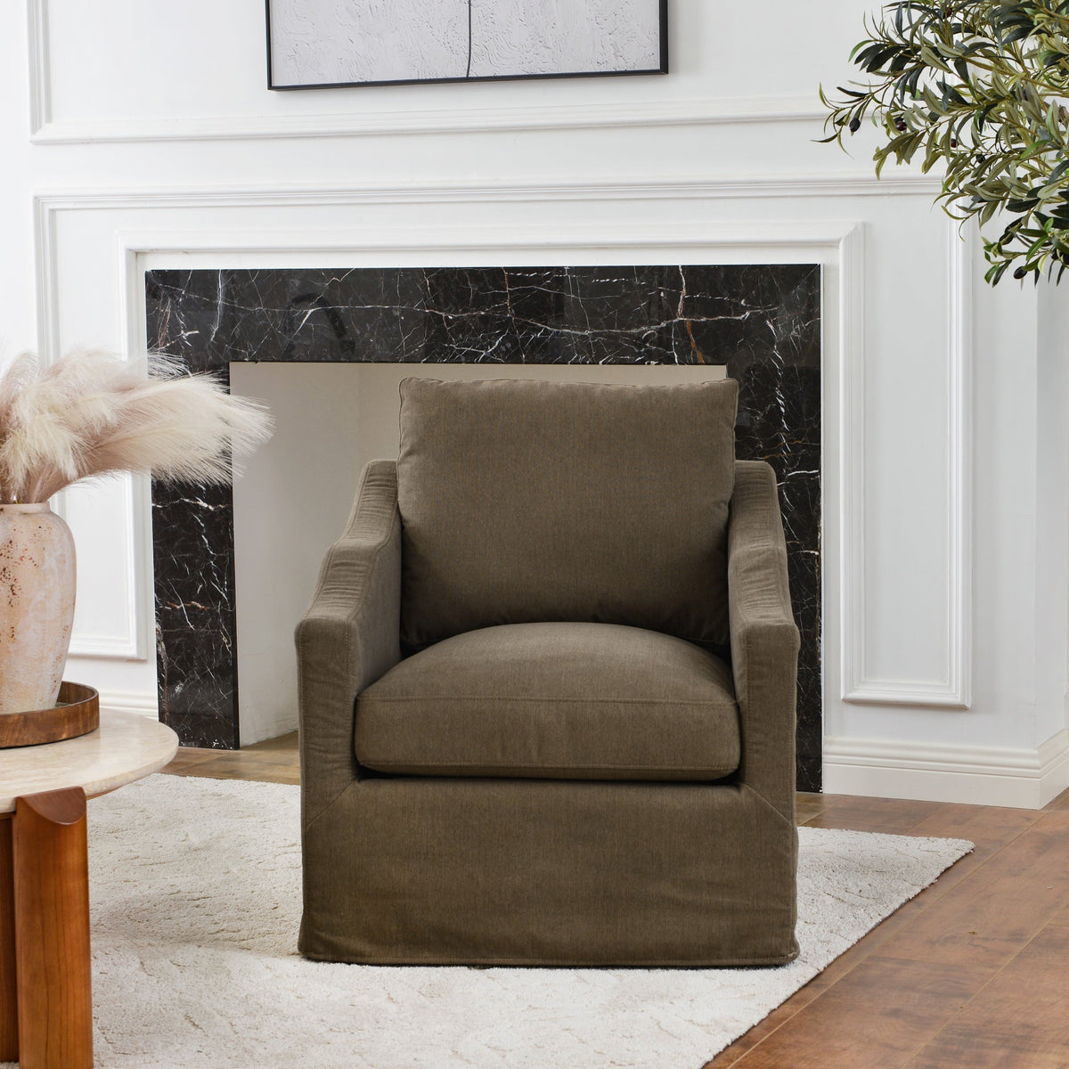 Charles Slipcover Swivel Barrel Chair