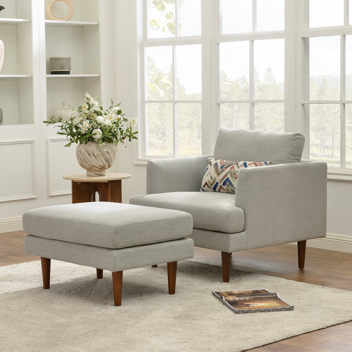 Samuel Tapered Arm Chair with ottoman