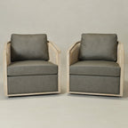 Claude Premium Leather Swivel Cane Chair