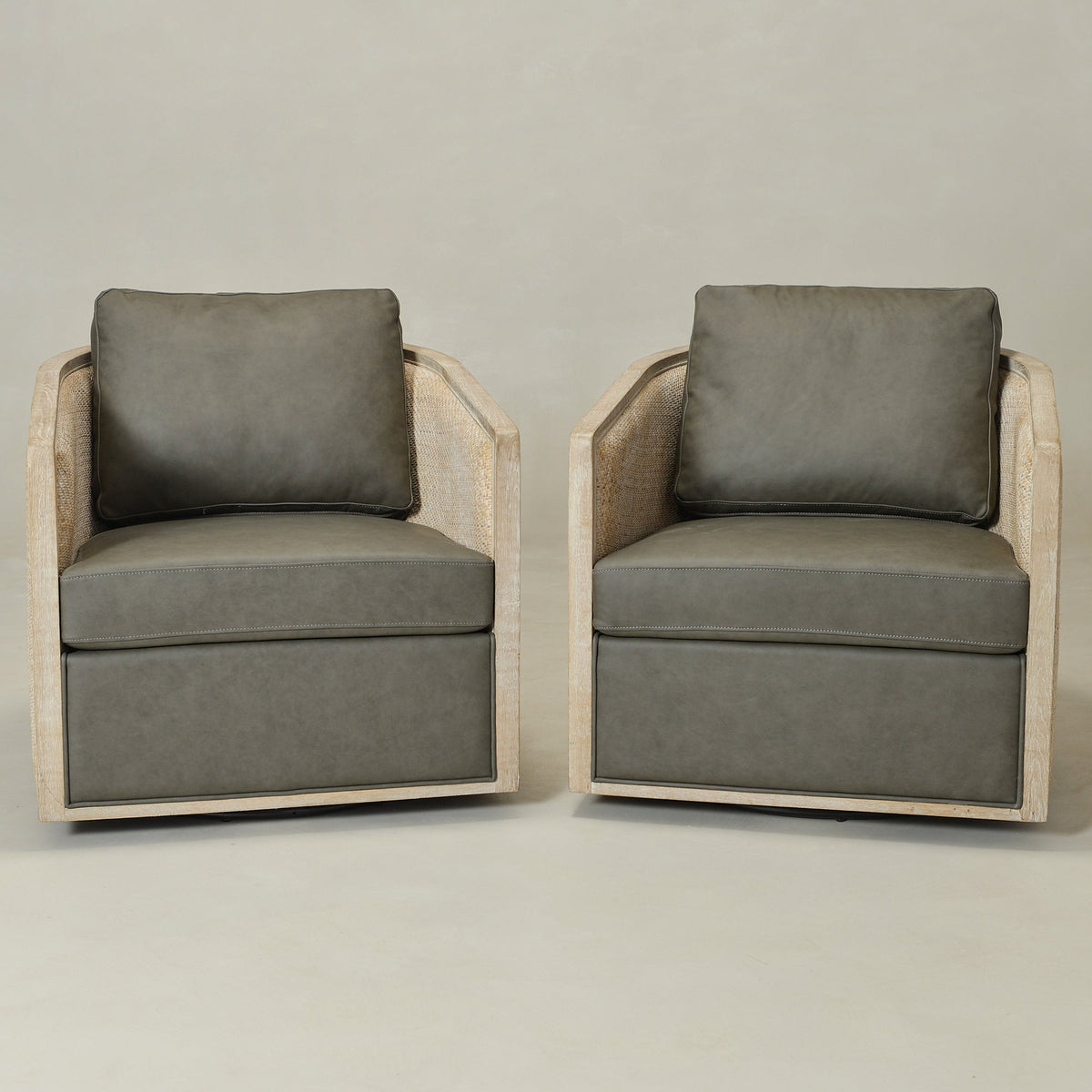 Claude Premium Leather Swivel Cane Chair