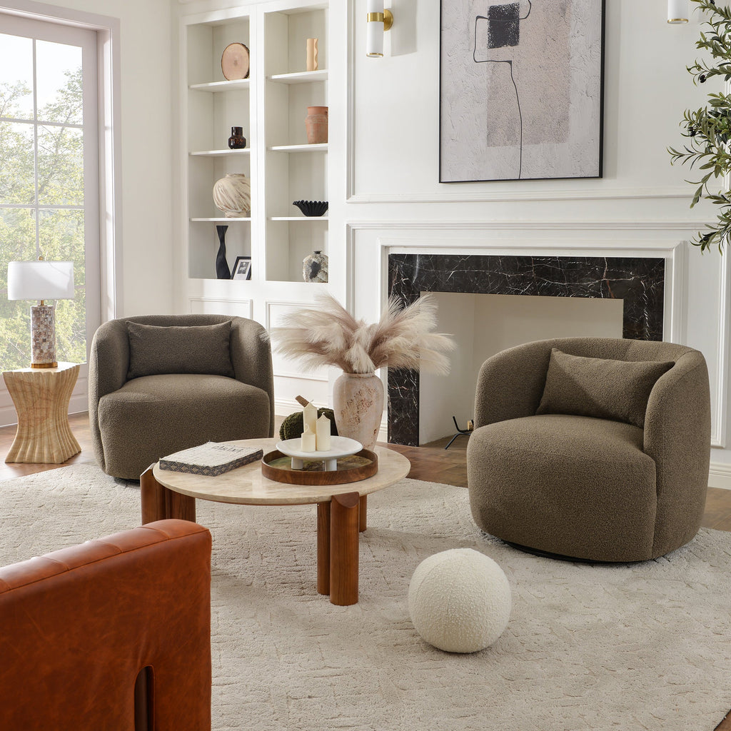 Ashlie Bouclé Swivel Barrel Chair