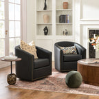 Logan Faux Leather Tufted Swivel Club Chair