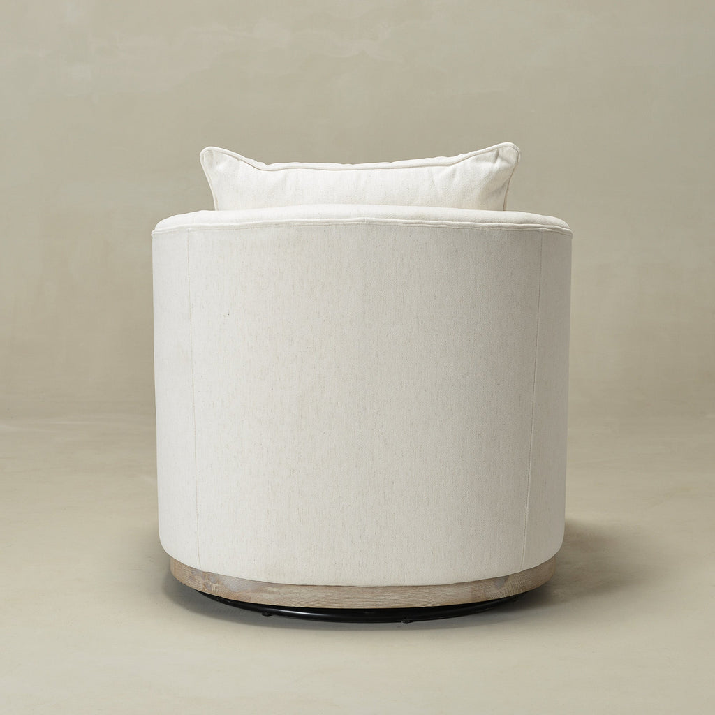 Minerva Linen Swivel Barrel Chair