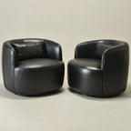 Ashlie Leather Swivel Barrel Chair