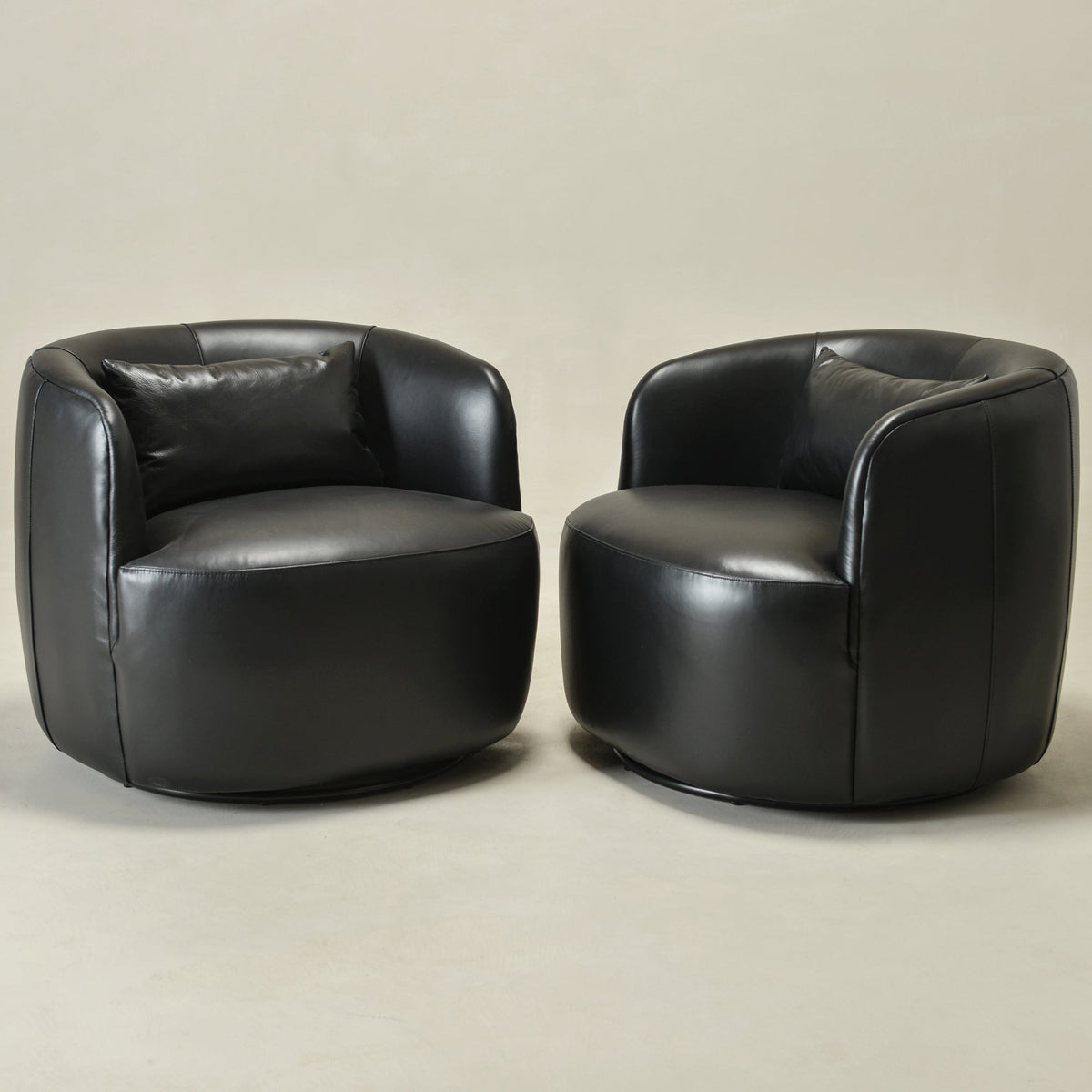 Ashlie Leather Swivel Barrel Chair