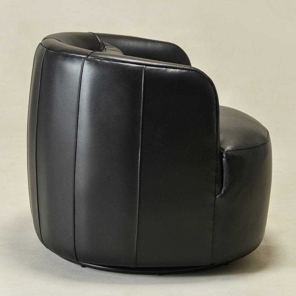 Ashlie Leather Swivel Barrel Chair
