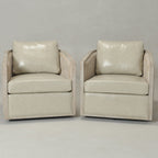 Claude Premium Leather Swivel Cane Chair