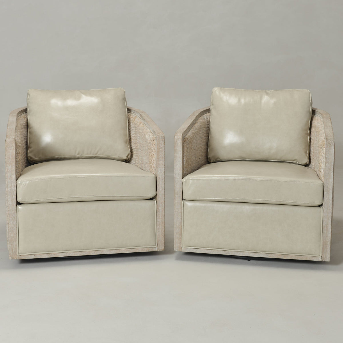 Claude Premium Leather Swivel Cane Chair