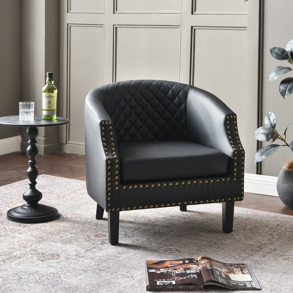 Louis Faux Leather Tufted Club Chair