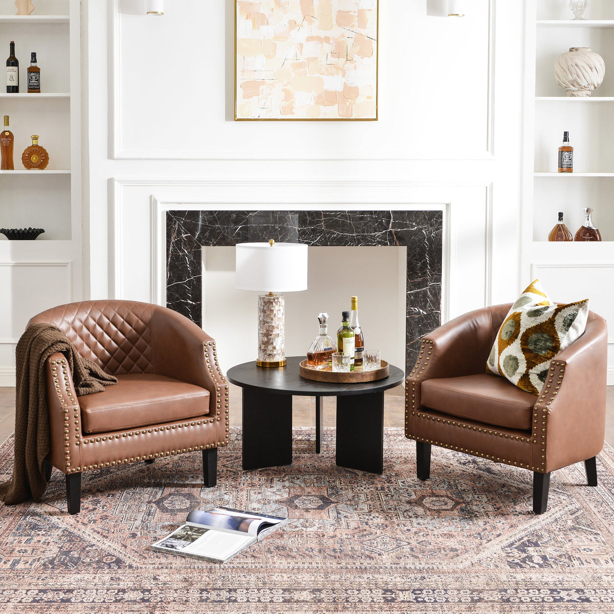 Louis Faux Leather Tufted Club Chair