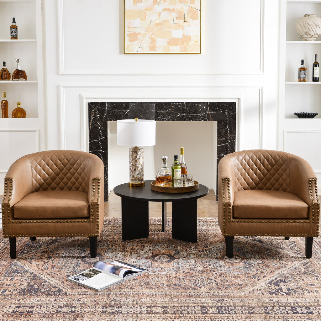 Louis Faux Leather Tufted Club Chair