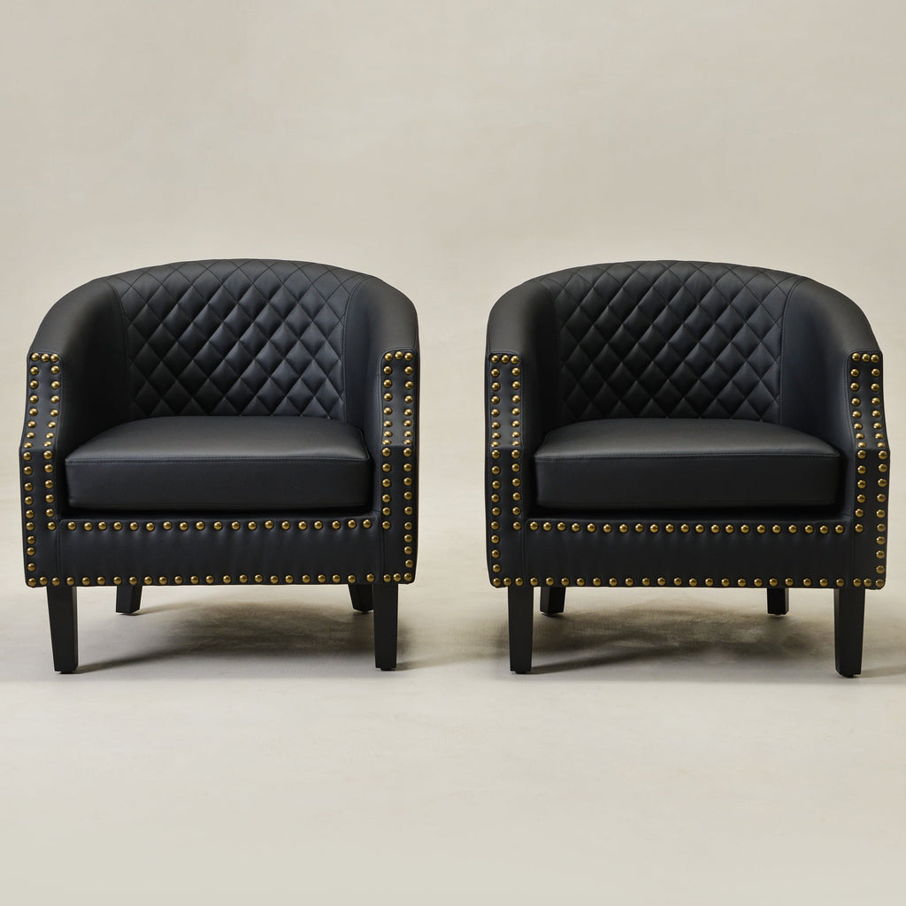 Louis Faux Leather Tufted Club Chair