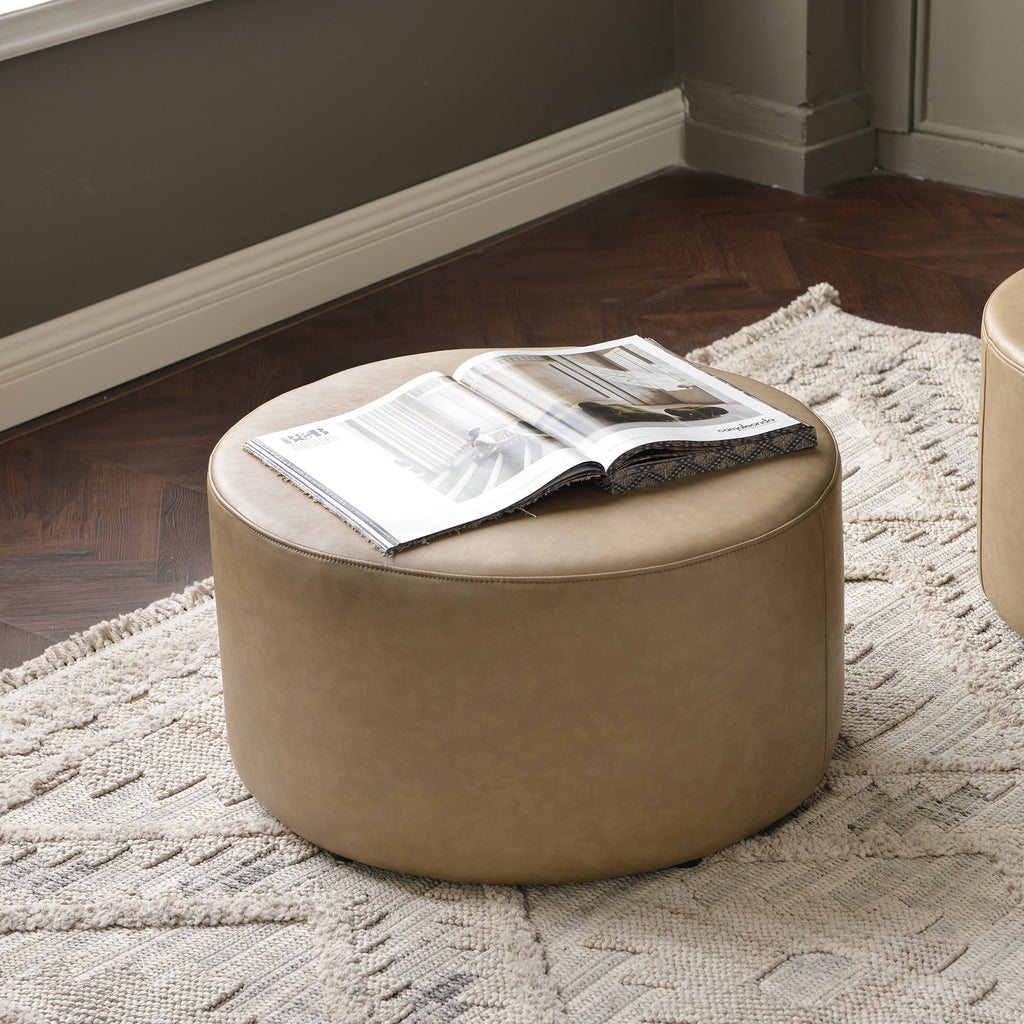 Elof Faux Leather Ottoman