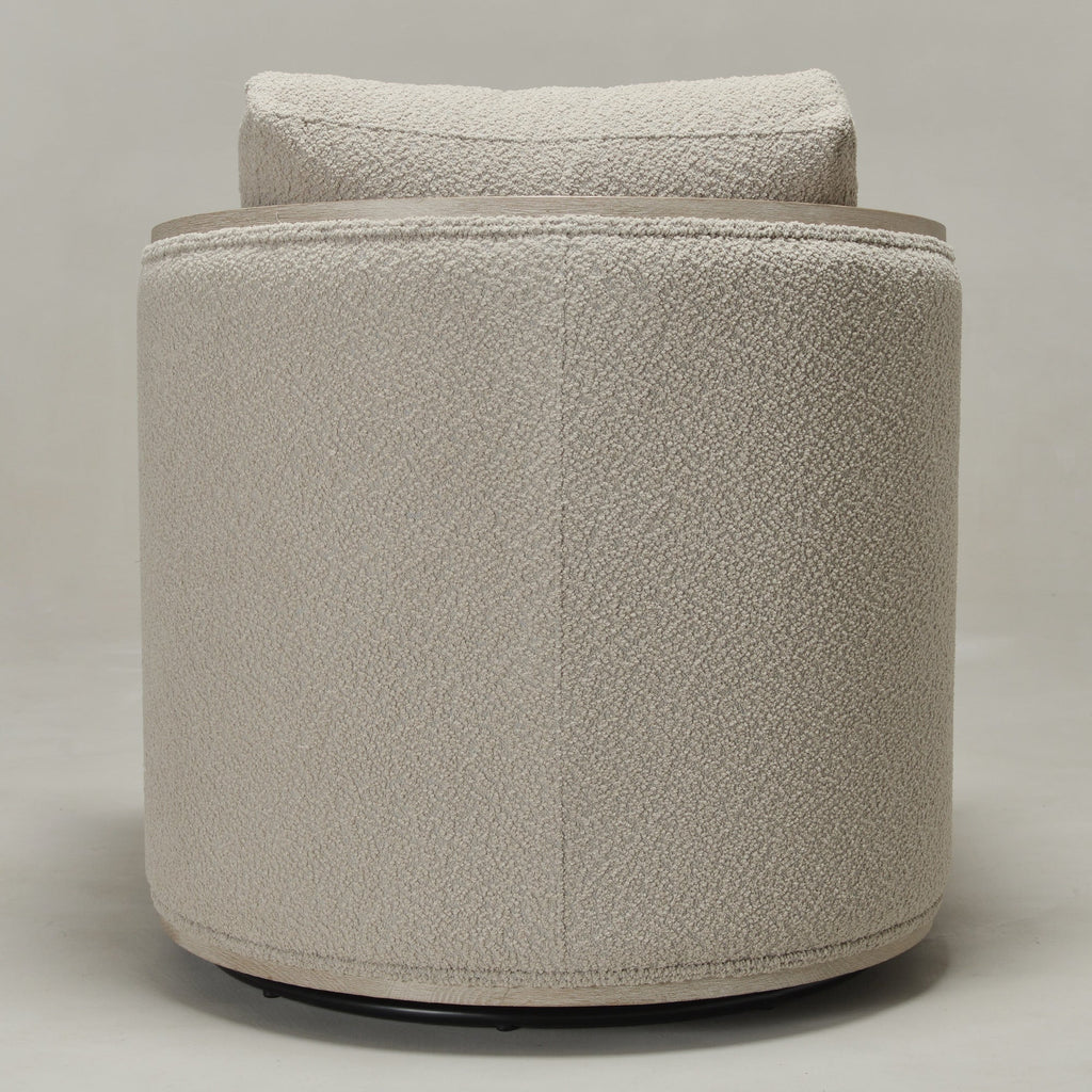 Claude Bouclé Swivel Barrel Chair