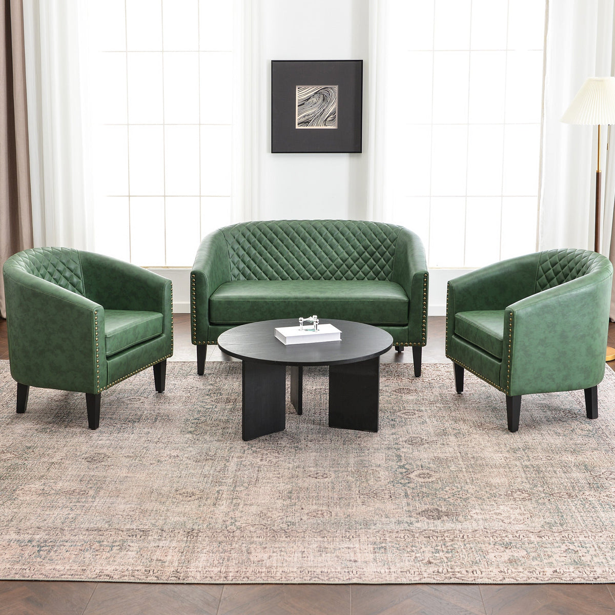 Logan Faux Leather Tufted Loveseat