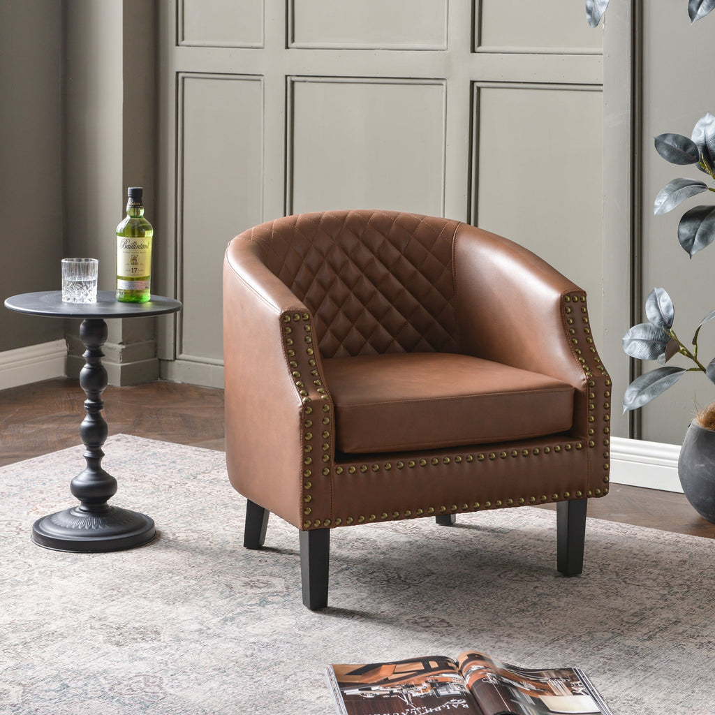 Louis Faux Leather Tufted Club Chair