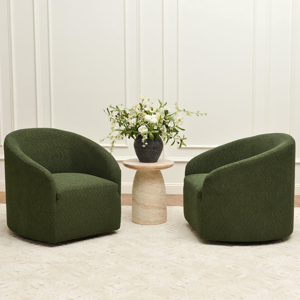 Susie Bouclé Swivel Barrel Chair