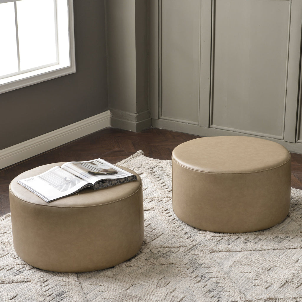 Elof Faux Leather Ottoman