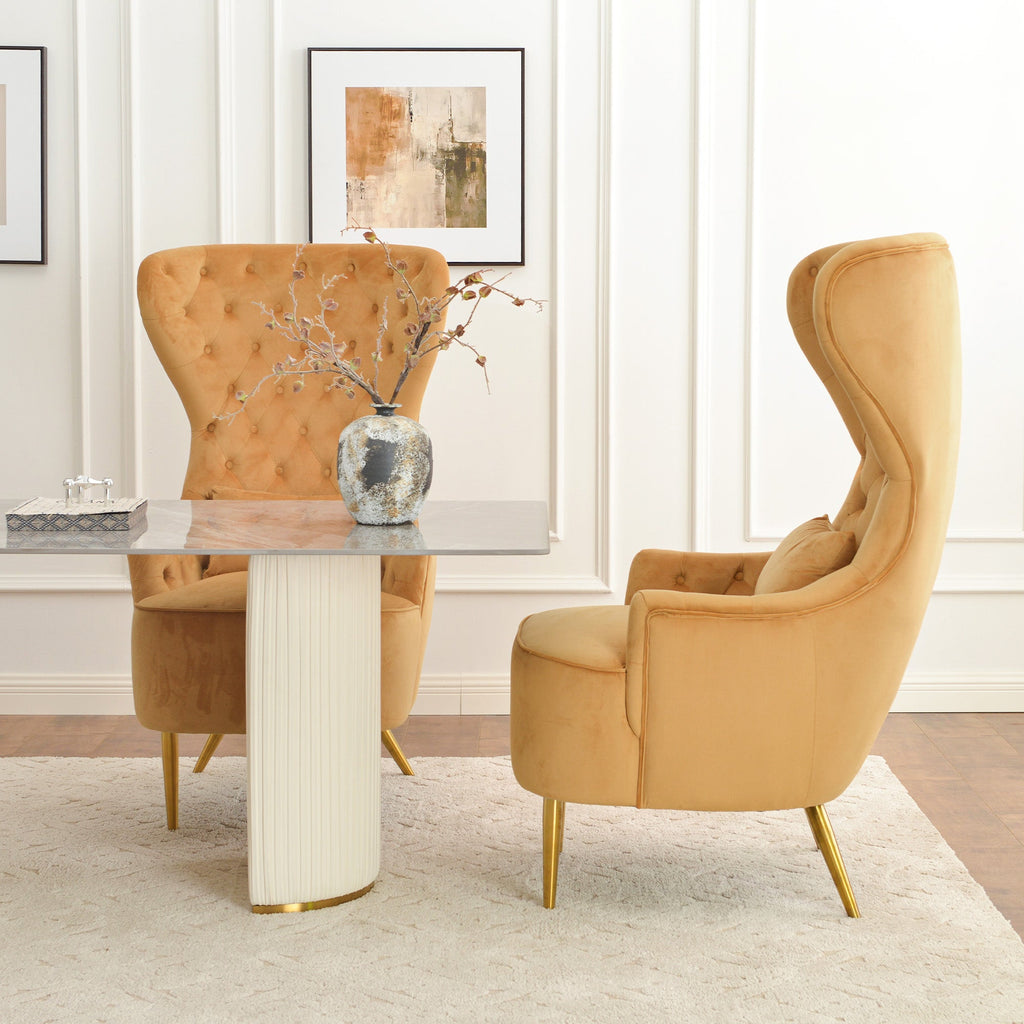 Letitia Velvet Wingback Accent Chair