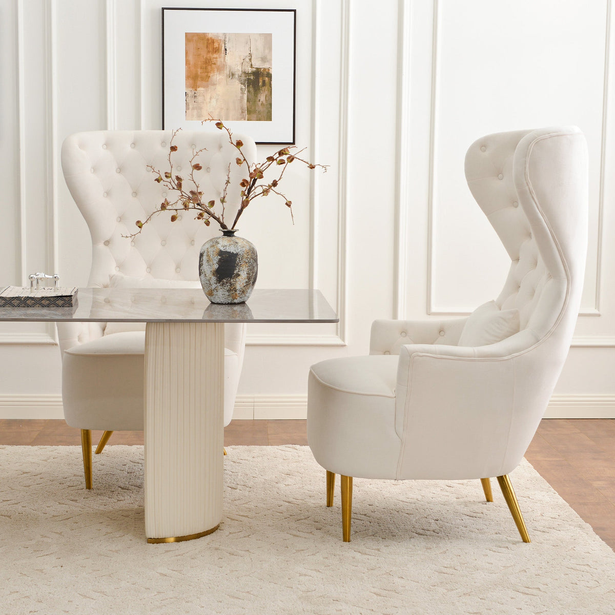 Letitia Velvet Wingback Accent Chair